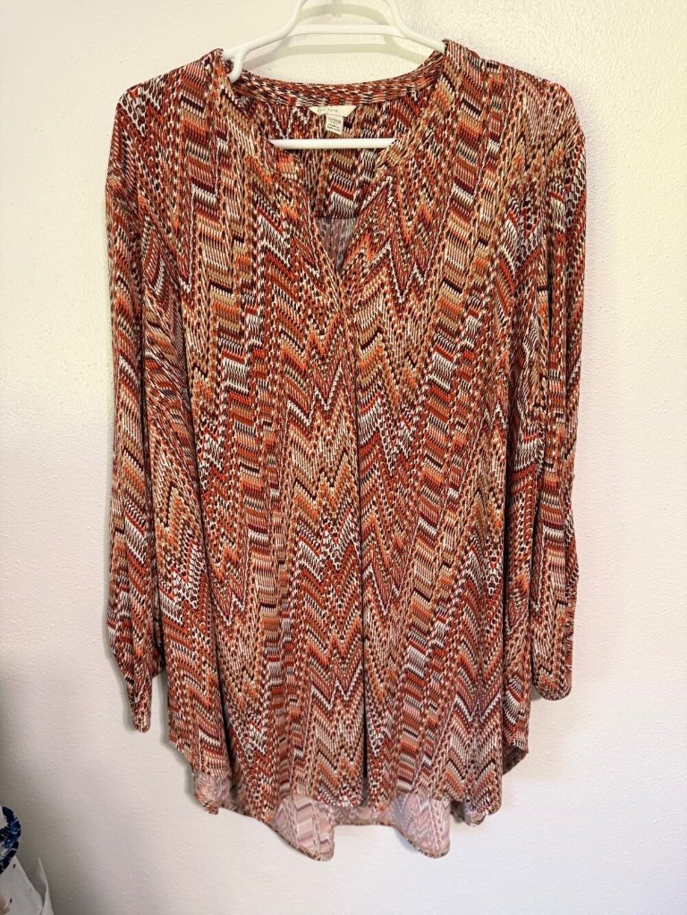 Est. 1946 Blouse Chevron Geometric Print Tunic Roll Tab  Womans 22/24W
